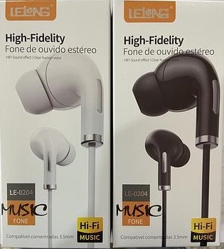  - Fones - FONE DE OVIDO ESTREO  - unidade    Cod. LE-0204 FONE DE OUVIDO 